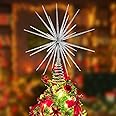 13.7 Inch Silver Christmas Tree Topper - 3D Burst Silver Tree Topper, Exploding Star Christmas Tree Decorations