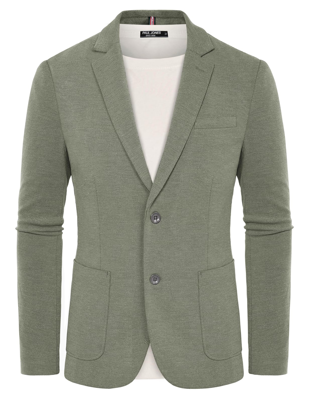 Photo 1 of PJ PAUL JONES Men's Casual Blazer Slim Fit Knit Sport Coat Two Button Suit Jacket Light Green