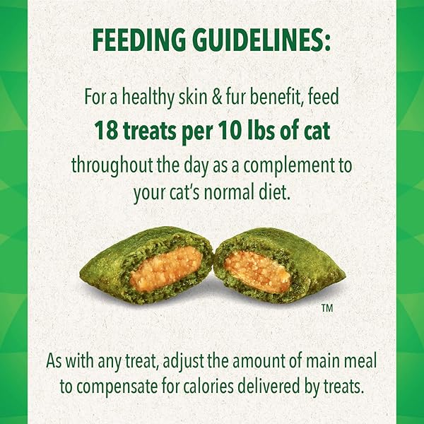 GREENIES CAT TREATS, FELINE SMARTBITES, SKIN & FUR HEALTH, CRUNCHY AND SOFT CAT TREATS, CHICKEN FLAVOR, 4.6 OZ. PACK