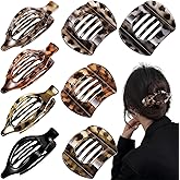 Obeoby 8 Pcs Flat Claw Clips for Women, 2 Types French Flat Hair Clips Hair Accessories Barrettes Large Medium (Tortoiseshell)
