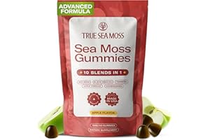 TrueSeaMoss Sea Moss & Apple Cider Vinegar Gummies – 10-in-1 Blend with Black Seed Oil, Ashwagandha, Turmeric, Burdock Root & Bladderwrack – 60 Gummies