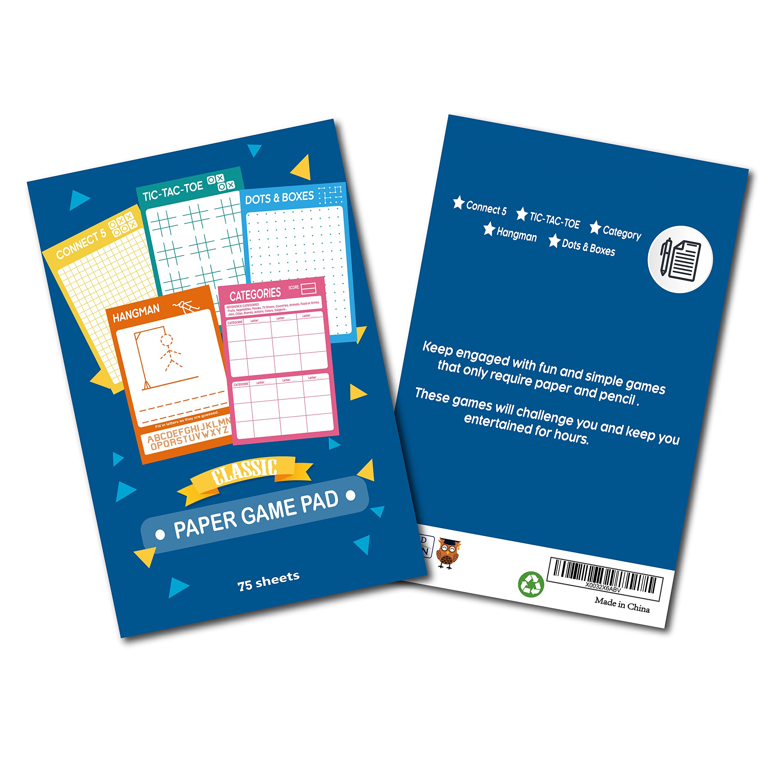 5 Portable Travel Game Activities Pad On The Go Plane Trip Pen Pencil and Paper Game for Kids 6 x 9-inches (75 Sheets)