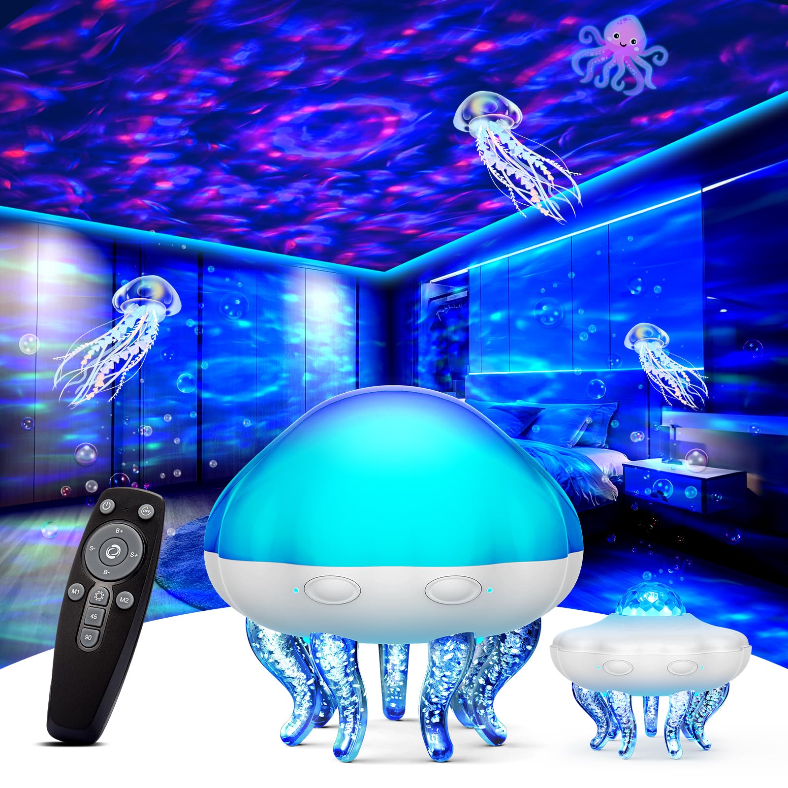 Photo 1 of ?2 in1?Jellyfish Galaxy Light Projector for Bedroom Decor, Night Light for Kids Room Decor, Star Projector,Cute Lamp, Remote Control & Timer,Ceiling Night Light Projector for Birthday Christmas Gifts