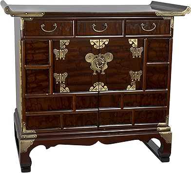 Amazon Com Oriental Furniture Korean Antique Style 3 Drawer End