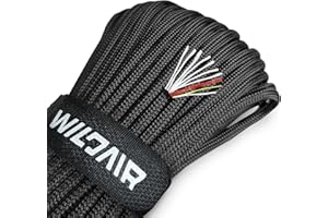 WILDAIR Paracord Survival Paracord Parachute Fire Cord Survival Ropes 4-in-1 U.S. Military Type III with Integrated Fishing Line Fire-Starter Tinder
