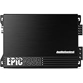 AudioControl EPICFOUR Epic Series 800 Watt RMS Compact 4-Channel Car Audio Amplifier 200x4 @ 2 Ohms, Class D, High Pass Filter, High-Level Input, Smart Auto Protection