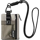 VULKIT Small Minimalist Wallet for Women and Men RFID Blocking, Zipper Coin Pouch with ID Window and Keychain, Water Resistant Nylon Travel Lanyard Wallet Olive Green