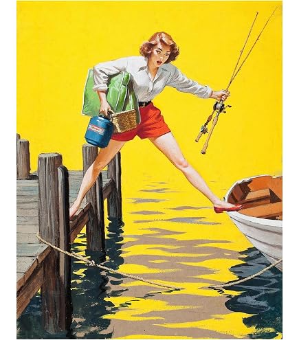 Amazon.com: Retro Fishing Art Prints - Vintage Wall Art Poster Set