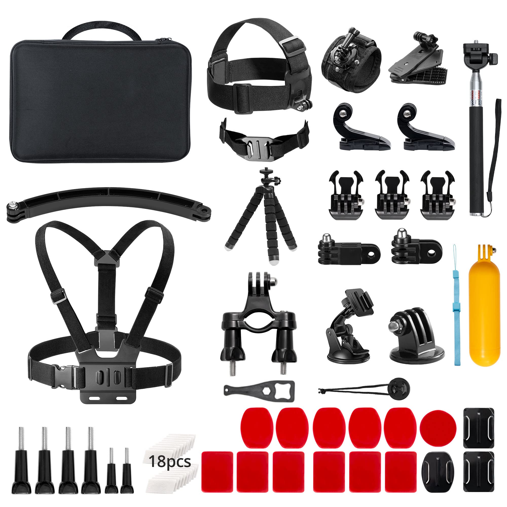 AKASO 60 in 1 Action Camera Accessory Kit with Collection Bag, Compatible with EK7000/EK7000 Pro/Brave 4/Brave 7 LE/V50X/V50 Pro/V50 Elite/GoPro Hero 11 10 9 8 7/DJI/Apexcam Action Cameras