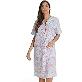 Dreamcrest Short Sleeve Seersucker Duster Snap-Front House Coat with Pockets