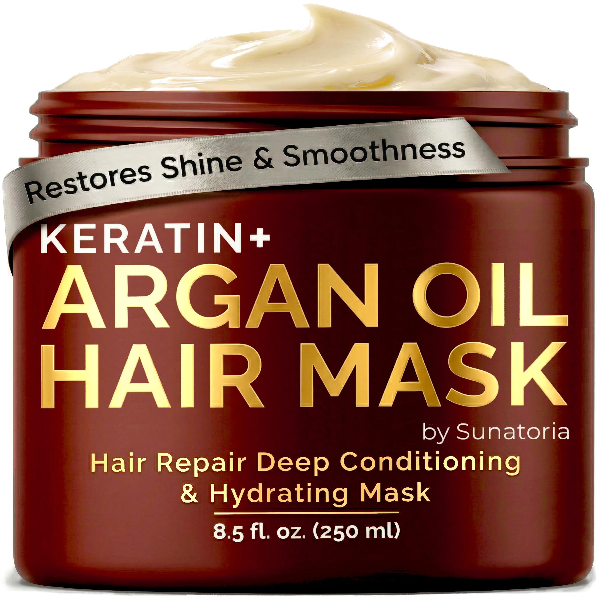 SUNATORIA NEW Argan Moroccan Oil Hair Mask + Keratin Hair Treatment - Hair Conditioner for Dry, Damaged, Frizzy Hair & Split End - Deep Conditioning Hair Treatment & Repair Hair Care