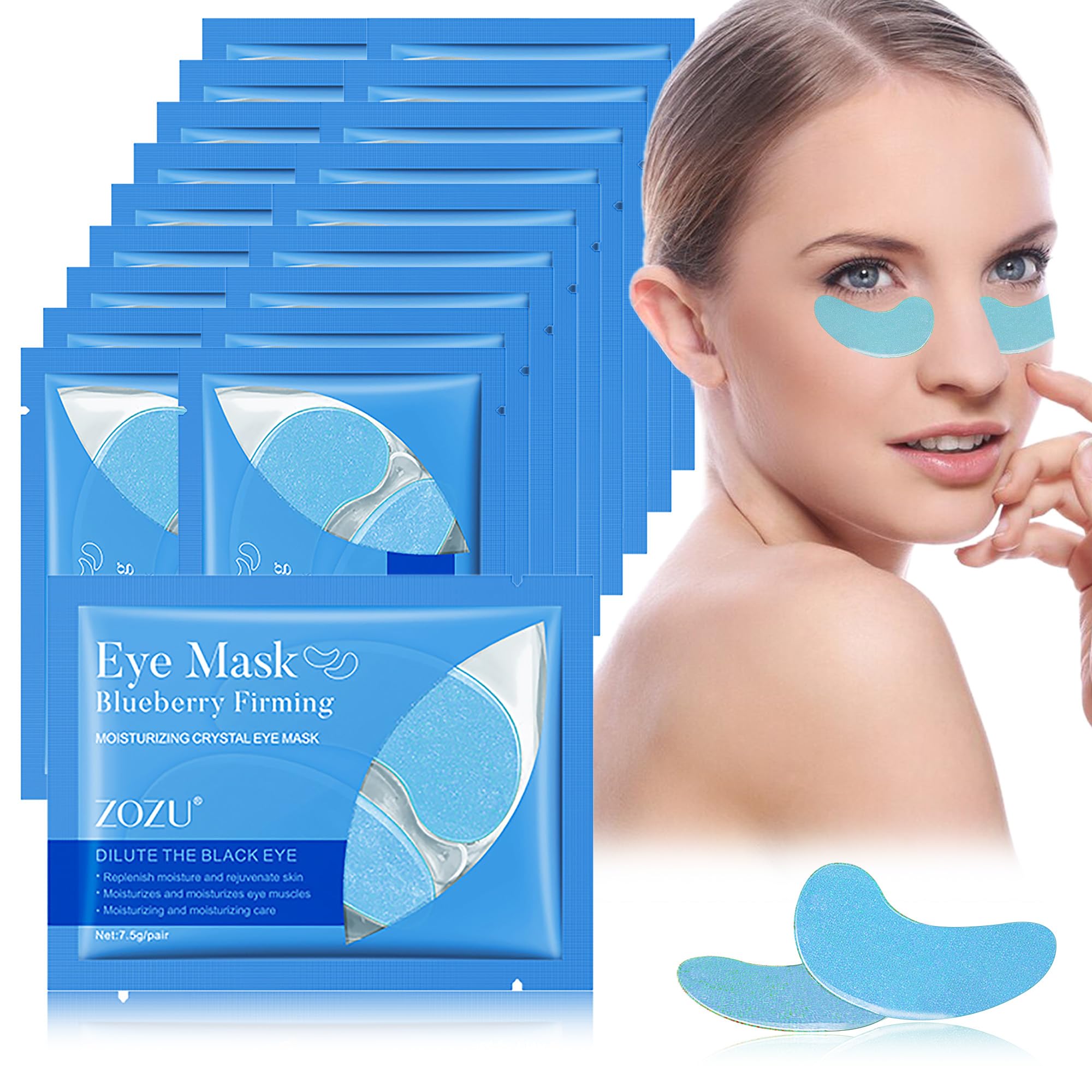 20 Pairs Crystal Collagen Under Eye Patches, Hydrating Under Eye Gel Pad, Under Eye Treatment Mask for Dark Circles, Puffy Eyes, Anti Wrinkle, Fine Lines, Skincare for Women and Men