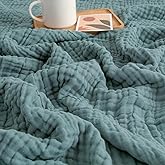 EMME Muslin Twin Blankets for Couch Breathable Gauze All Season Soft and Lightweight Pre-Washed Cotton Blanket (Teal, 60"x80")