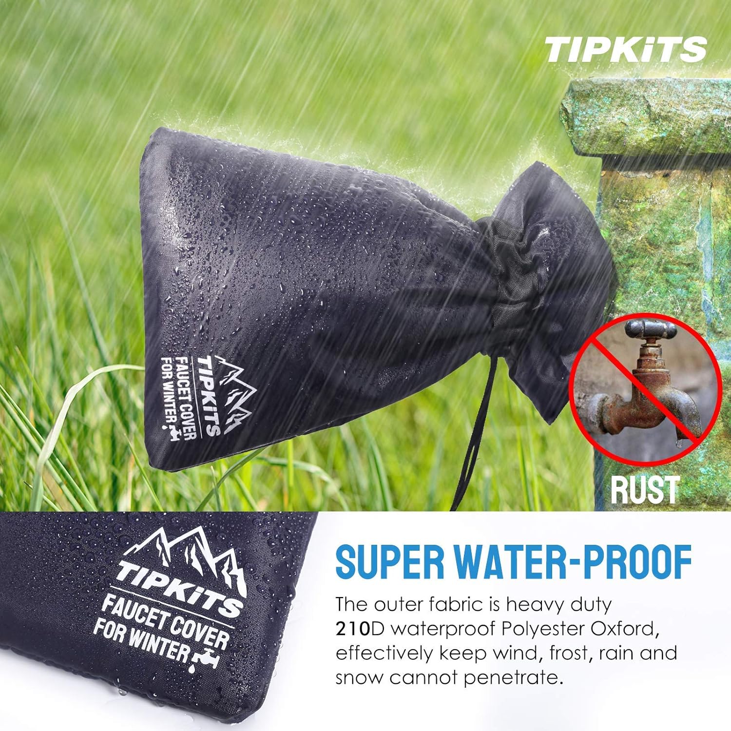Tipkits Outdoor Faucet Covers for Winter Freeze Protection, Hose Bib Cover Socks with Larger Size 12'' H x 8'' W, Aluminum Foil Insulation - 2 Packs: Home Improvement