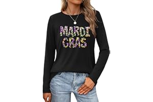 ZYLKOR Mardi Gras Shirts for Women Tuesday Carnival Party Costume Mardi Gras Outfits Long Sleeve Tops