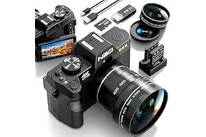 NBDDIGITAL 48MP Digital Cameras for Photography with WiFi & App Control,4K Autofocus Vlogging Camera for YouTube with 16X Zoom, Anti-Shake, 32GB TF Card, Dual Batteries, 52mm Wide Angle & Macro Lens