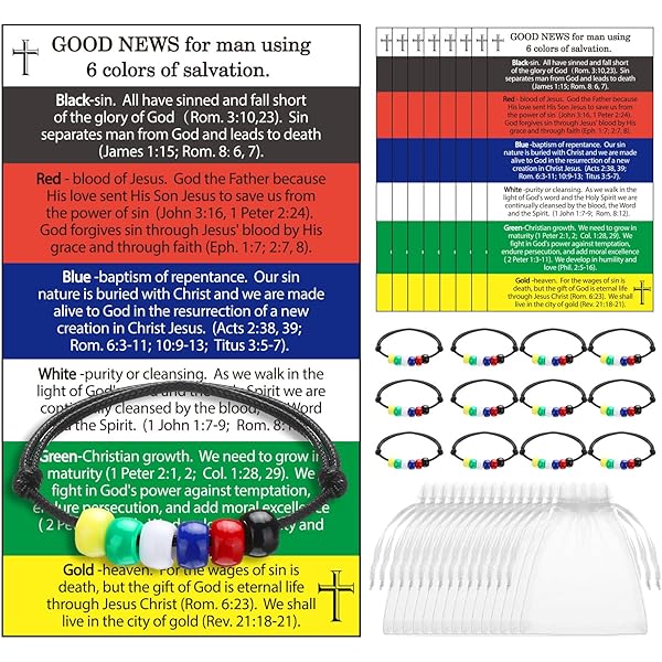 Misdary 300-Piece Salvation Bracelet Kit With Prayer Cards - Faith Teaching Supplies For Church Groups & Religious Events