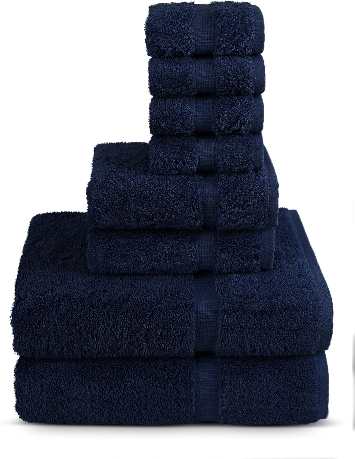 TURKUOISE TURKISH TOWEL 8 Piece Turkish Luxury Turkish Cotton Towel Set - Eco Friendly, 2 Bath Towels, 2 Hand Towels, 4 Wash Clothes (Navy)