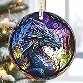 3.5 Inch Ceramic Christmas Tree Ornament, Dragon Christmas Ornaments, Heirloom Keepsake, Gift Exchange, Gift Idea, Bauble Present