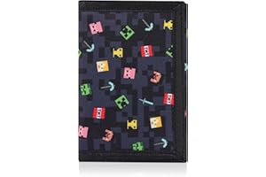 Nitort Wallet,Birthday Gifts,RFID Trifold Canvas Outdoor Sports Wallets for Kid,Lovely and Novelty Wallet with Zipper for Kids- Front Pocket Wallet with Magic Sticker(LG-Building Blocks04)