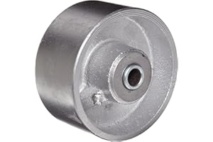 RWM Casters CIR-0420-08 4" Diameter X 2" Width Cast Iron Wheel with Straight Roller Bearing, 800 lbs Capacity, 1/2" Axle Diameter