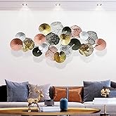 edaknez Coastal Metal Wall Art Decor for Living Room, Large Nautical Metal Wall Decor, 3D Modern Gold Lotus Leaves Wall Decor