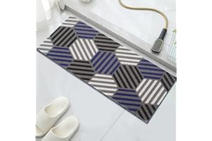GODEHONE Shower Mat Non Slip, 15.7×36 Inch, Shower Mats for Showers Anti Slip, Non Slip Bath Mat for Shower and Bathroom, Wet Area, Quick Drying, No Suction Cups, Striped Geometrics