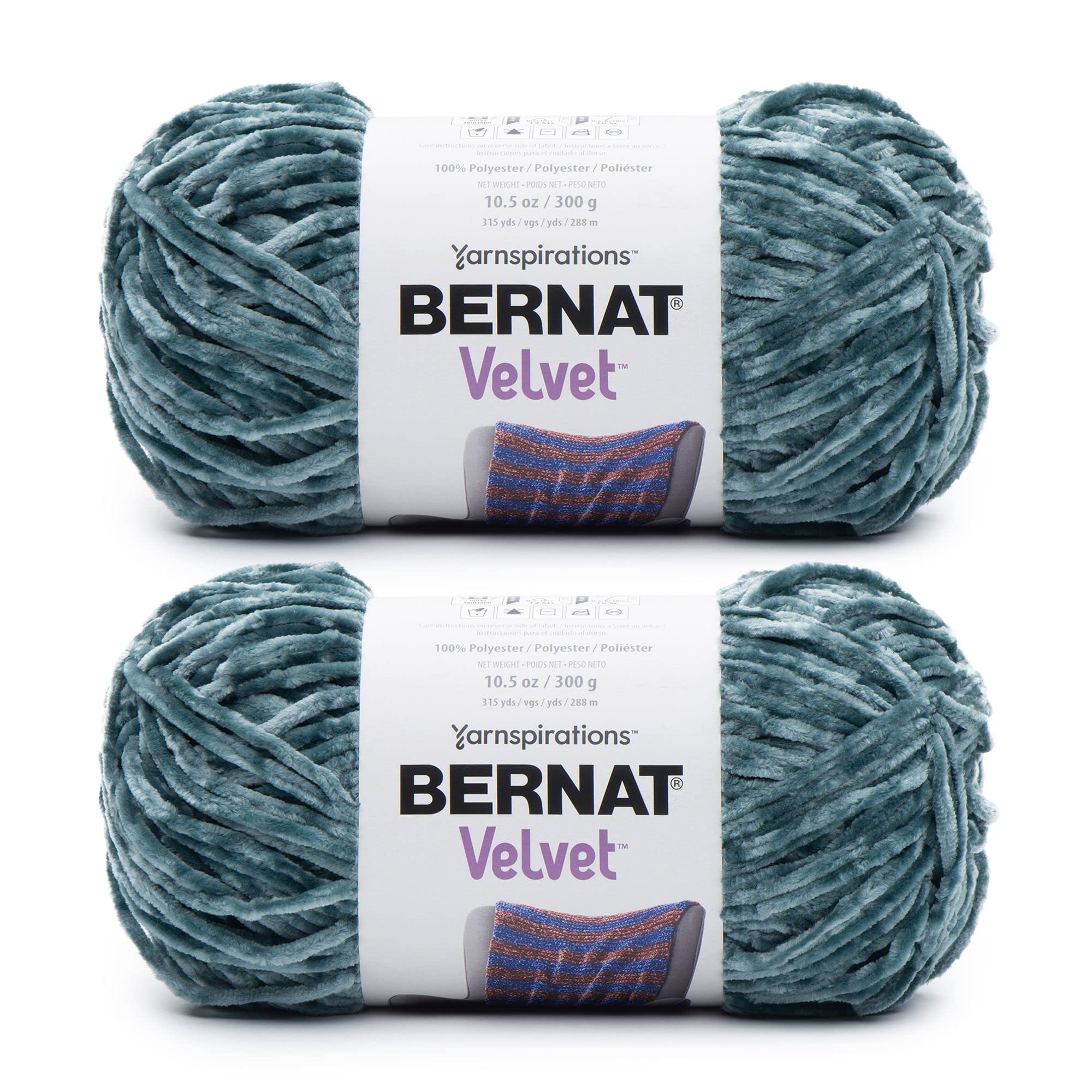 Bernat Velvet Frosted Pine Yarn - 2 Pack of 300g/10.5oz - Polyester - 5 Bulky - Knitting/Crochet
