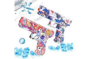 QOGELY 2 Packs Gel Ball Blaster Splat Orby Gun Toy, Small Manual Splatter Gun Blasters for Ages 14+, Outdoor Team Shooting Game Activities for Yard & Garden, Christmas Birthday Ideas, Mix Colors