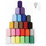 NEX Sewing Thread Assortment Cotton Spools Thread Set for Sewing Machine, 24 Colors 1000 Yards Each