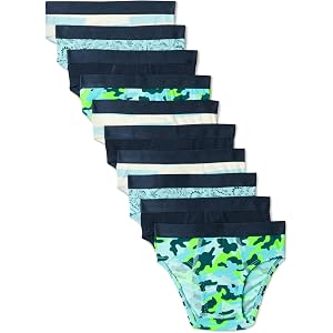 Amazon Essentials Boys' Cotton Jersey Brief Underwear, Pack of 10