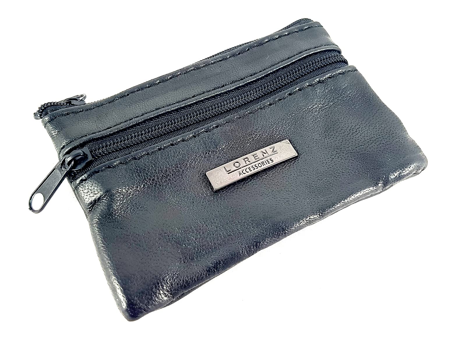 Mens Ladies Soft Black Leather Coin Pouch Purse Wallet