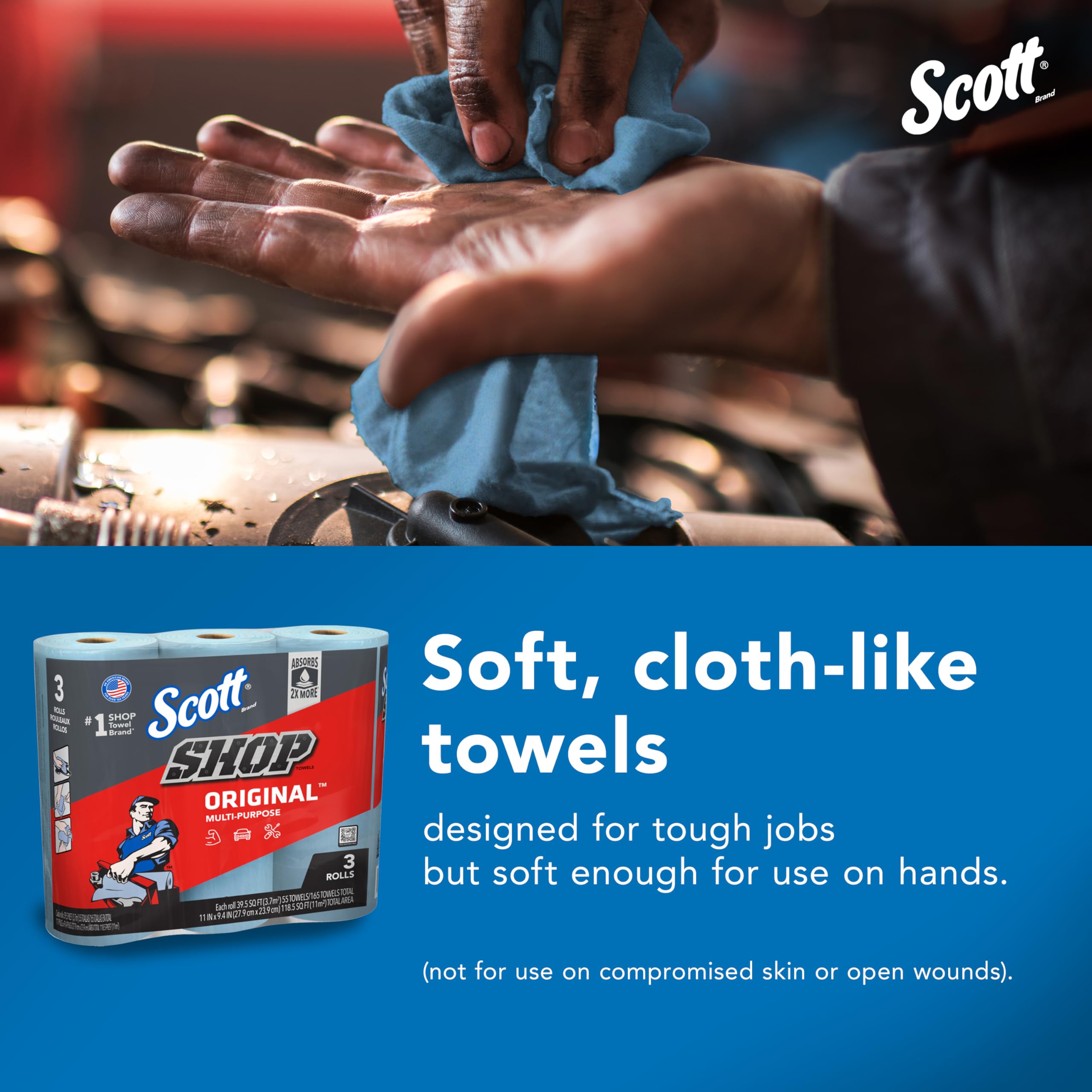 Scott Shop Towels Original (75143), Original Blue Shop Towels, 9.4