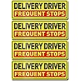 Delivery Driver Car Magnet 12 × 4 Inches Reflective Frequent Stops Magnetic Sticker Warning Safety Sign for Vehicle Truck 4 Pack