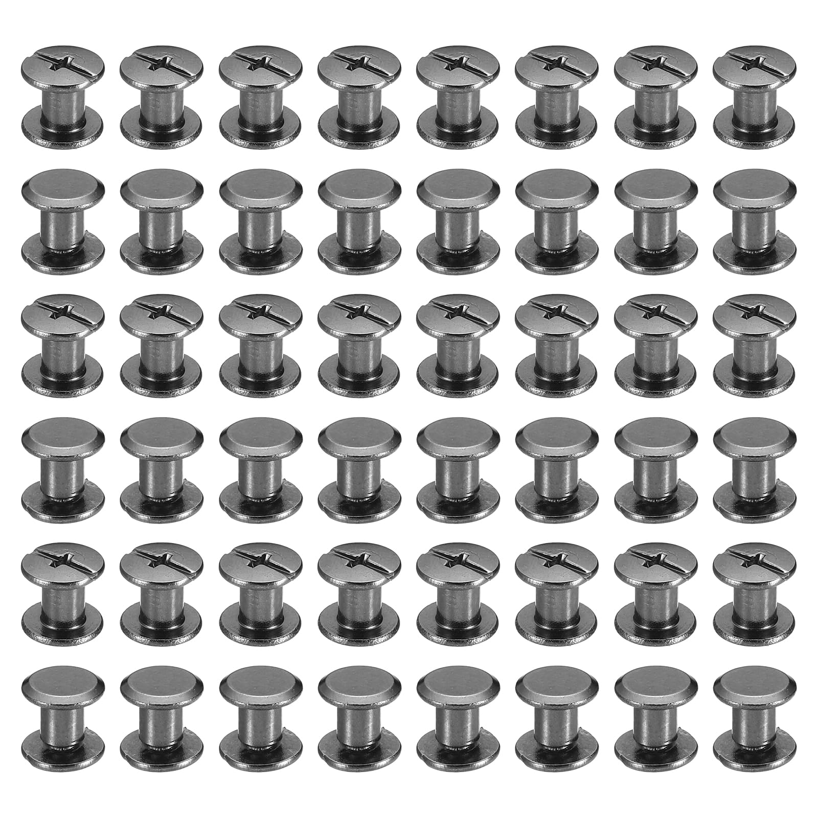 PATIKIL 100 Sets Chicago Screws, M5x6mm Chicago Screws Phillips Binding Post Screw Bolts Leather Rivets Fasteners Connectors Steel for Leather Belt Scrapbook Photo Albums, Black — image 1