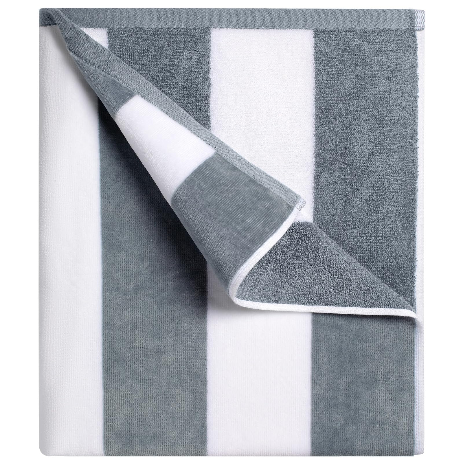 Photo 1 of cabanana Large Oversized Beach Towel - 35 x 70 Inch Cotton Pool Towel, Gray Striped Soft Cabana Swim Towel