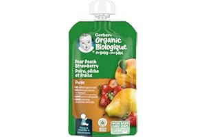 Nestle Gerber Nestle Gerber Organic Puree, Pear, Peach & Strawberry, 128ml Pouch