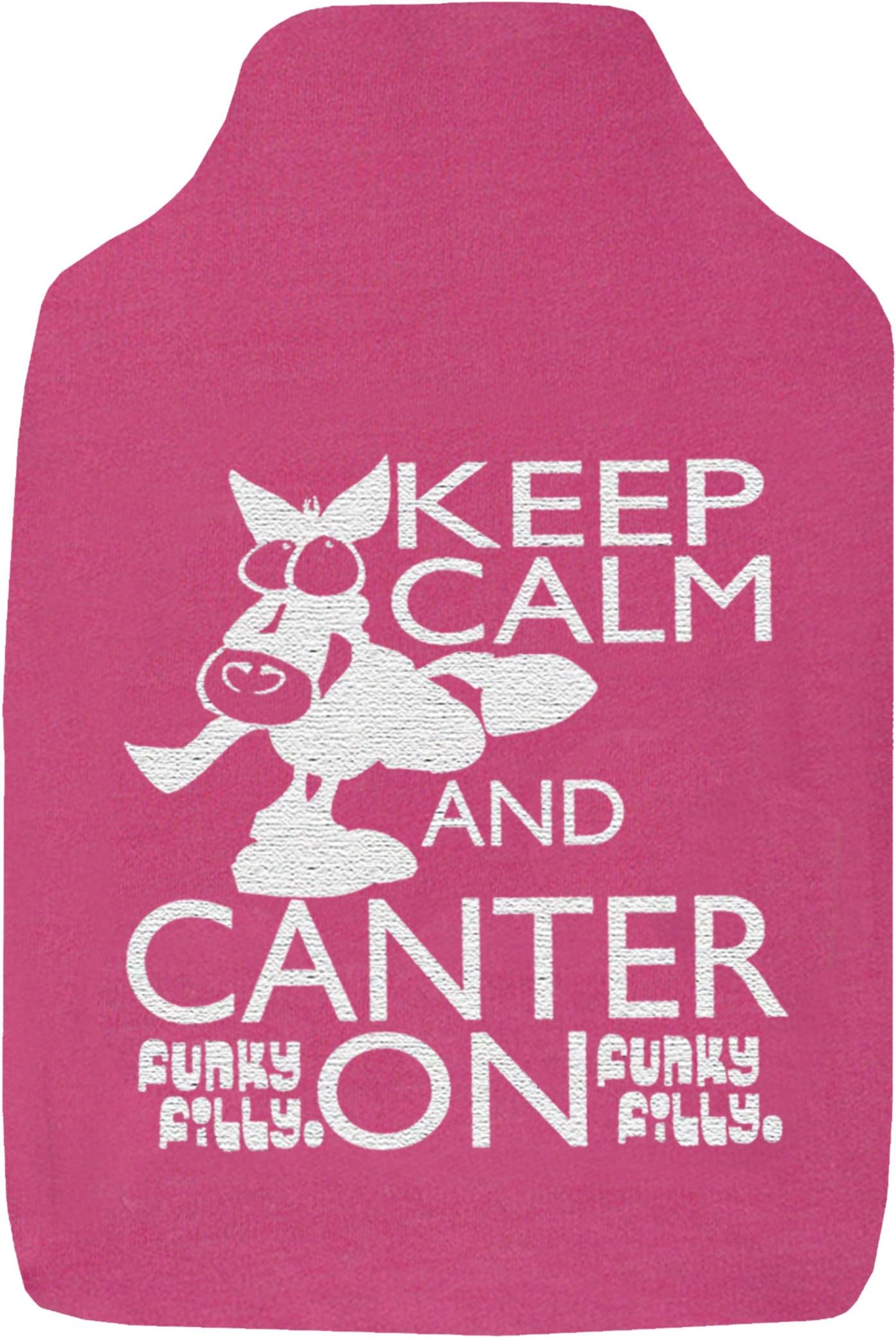 Funky Filly Pony Girls Hottie ‘Keep Calm and Canter On’ Cute Soft Cotton Hot Water Bottle COVER Pink, Size 35 cm x 24 cm