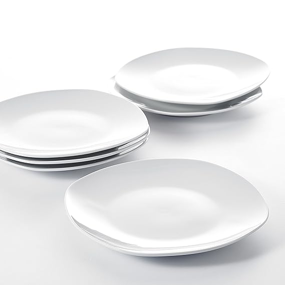 MALACASA, Serie Elisa, 24-teilig Set Porzellan Dessertteller Frühstückteller Set Tafelservice 19x19x2cm