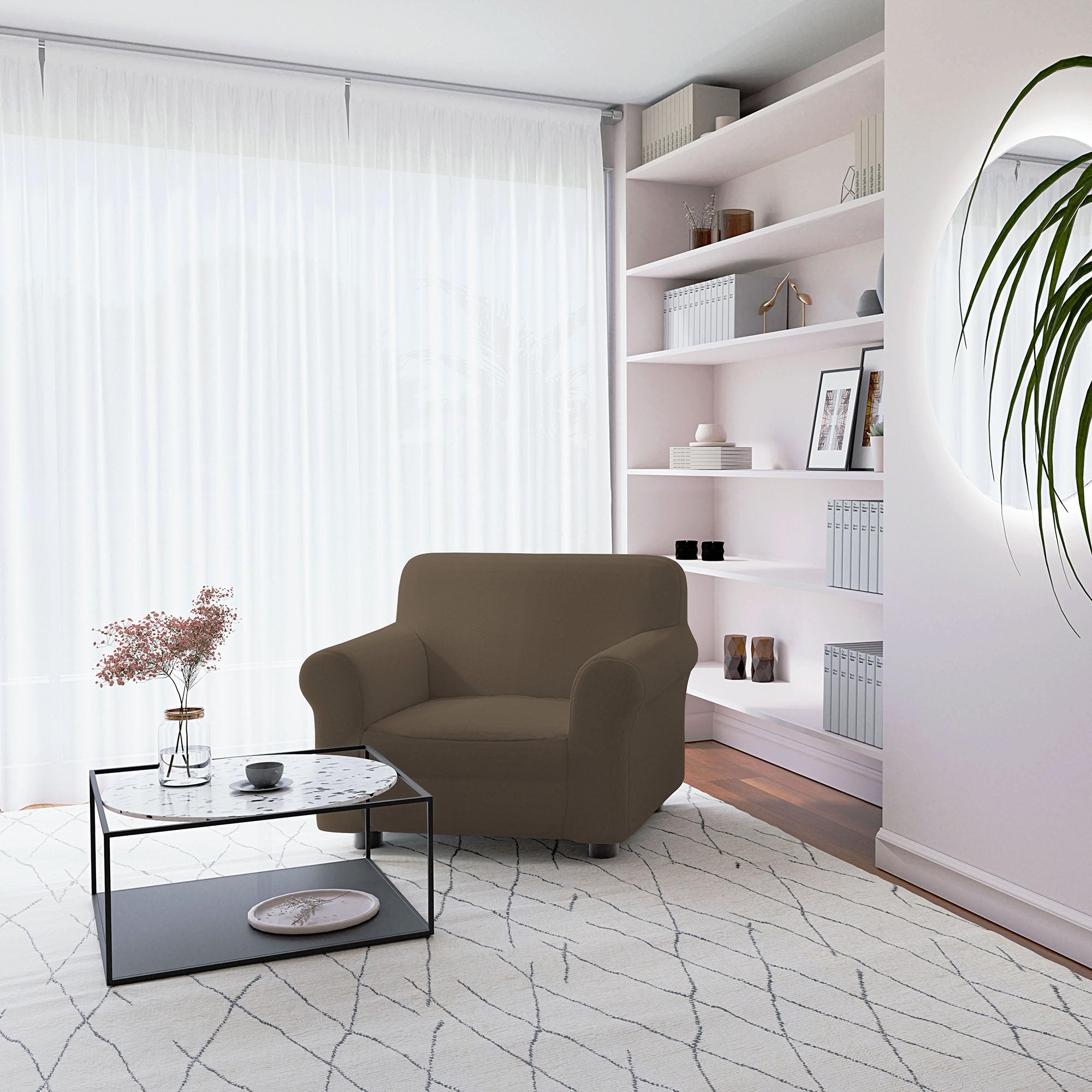 Italian Bed Linen Elastic Sofa Cover “Piu Bello”, 97% Polyester + 3% Elastometer, Dove Gray, 1 Place