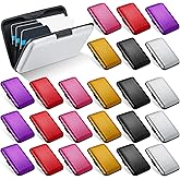 24 Pcs Aluminum Wallet Credit Cards Holder Slim Mini RFID Scanning Blocking Credit Card Protector Hard Business Credit Card Case Metal ID Organizer with 6 Slots for Women Men Storage, Assorted Colors
