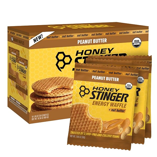 HONEY STINGER ORGANIC PEANUT BUTTER WAFFLE, ENERGY STROOPWAFEL...