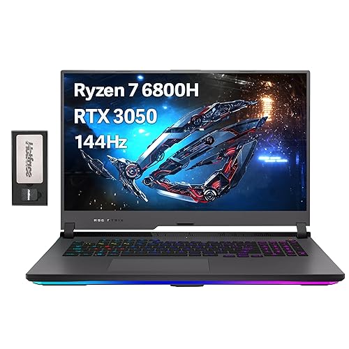 ASUS ROG Strix G17 144Hz FHD Gaming Laptop, AMD Ryzen 6800H,  GeForce RTX 3050, 16GB DDR5, 512GB PCIe SSD, RGB Keyboard, ROG Intelligent 