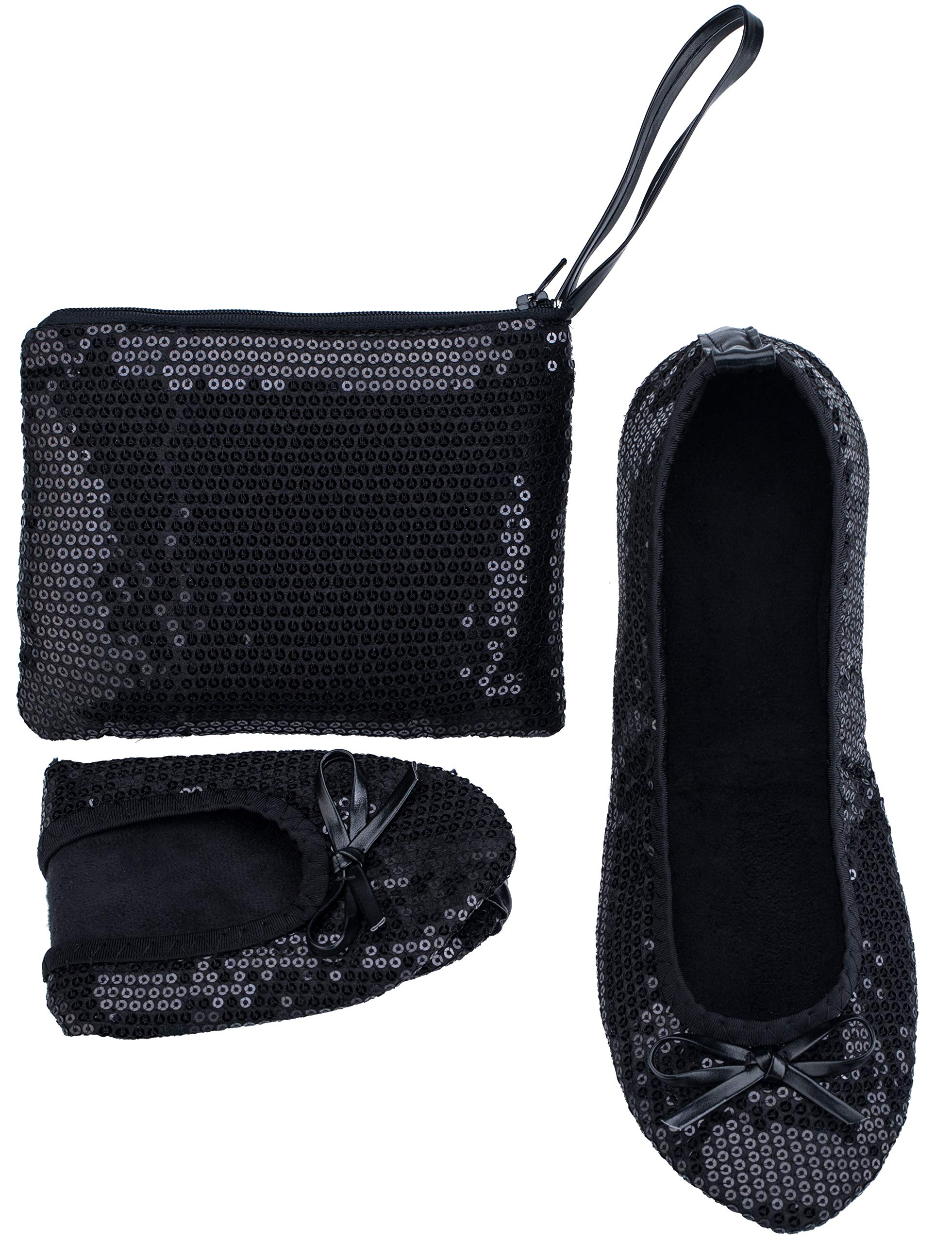 Women's Portable Foldable Ballet Flats Shoes Pumps Roll Up Slippers with Travel Pouch Bag - Image 4