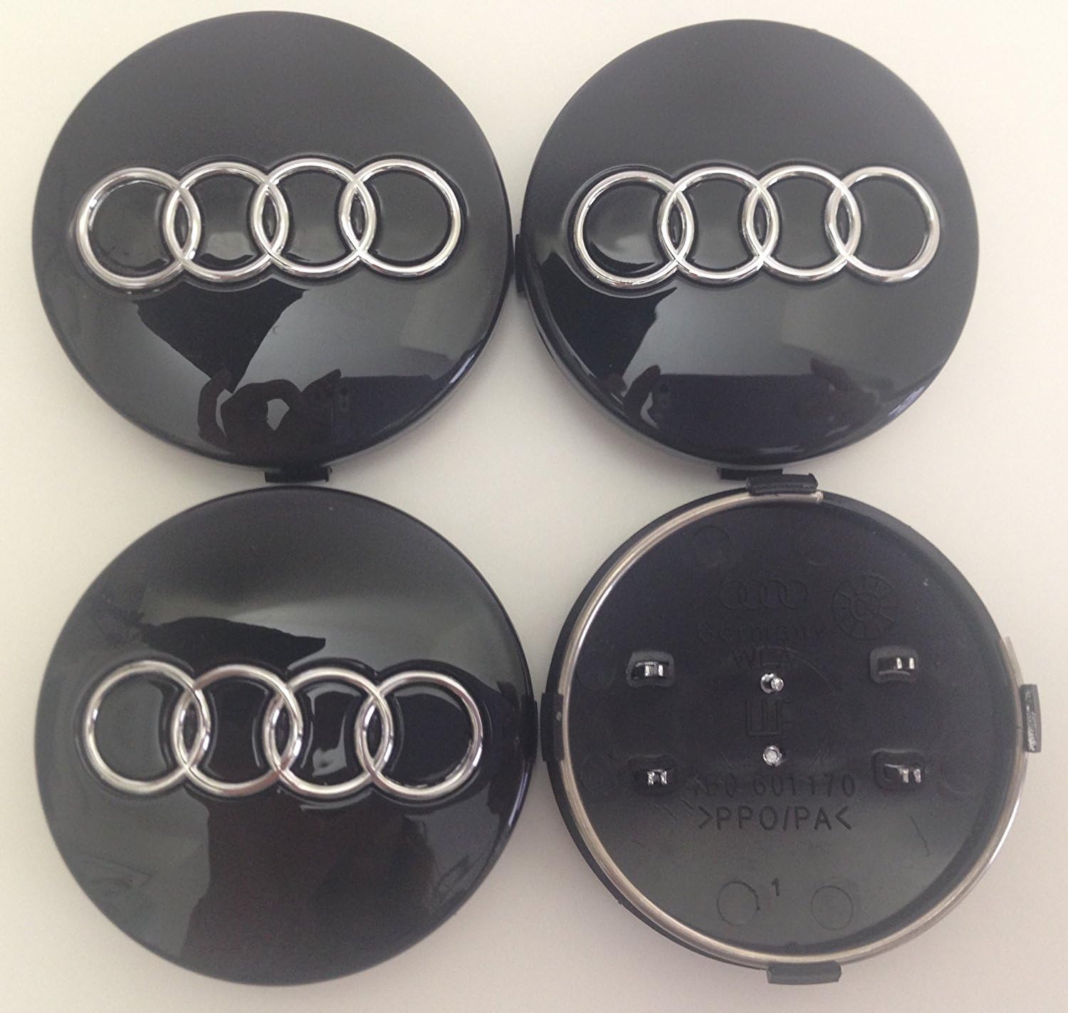 Set of Four Alloy Wheels Centre Hub Caps Black Badge 60mm 4B0 601 170 fits AUDI A3 A4 A5 A6 A7 A8 S4 S5 S6 S8 RS4 Q3 Q5 Q7 TT A4L A6L S line Quattro and Other Models