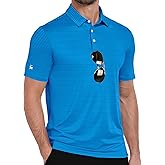 ZITY Men Golf Polo Shirts Short Sleeve Striped UPF 50+ Moisture Wicking Casual Collared Print T-Shirt for Men