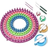 READAEER Round Knitting Looms Set Craft Kit Tool with Hook Needle and Pompom Maker