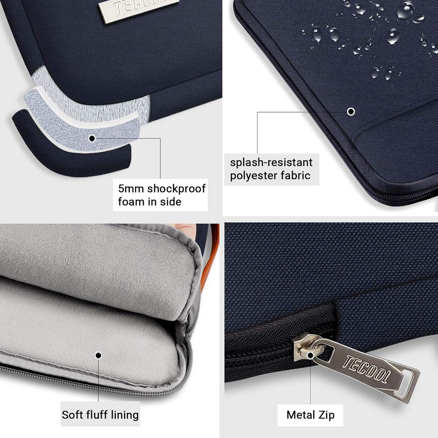 TECOOL Protective Laptop Sleeve 15.6 Inch,Waterproof 15.6 Inch Laptop Case for 15-15.6" Notebook Lenovo Thinkpad IdeaPad HP Dell Acer Chromebook - Image 5