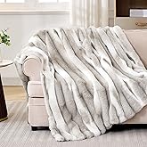 VFROO Plush Faux Rabbit Fur Throw Blanket – 850GSM Thick & Warm, Ultra Soft Fluffy Blanket for Couch, Bed, Sofa, Ideal Gift for Women, 50" × 60", Grey