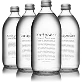 Antipodes Natural Artesian Sparkling Water, 16.9 Fl Oz (500 mL) (Pack of 4), Premium Carbonated Glass Bottled Drinking Water, Naturally Occurring Minerals, New Zealand Source